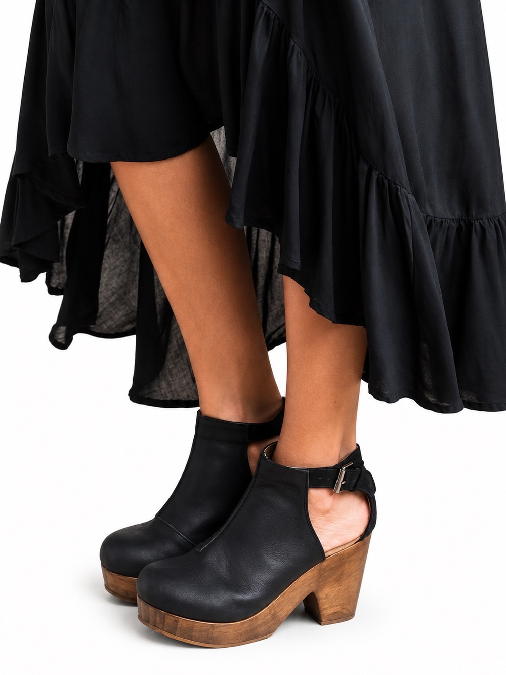 Free People Amber Orchard Clog Boots Black Leather EU 38 US 8 Made in Spain - Picture 3 of 16